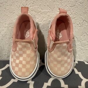 Vans Kids Pink and White Checkered Slip-On Sneakers